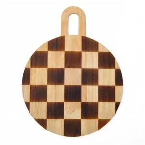 Target Bullseye's Checkered Wood Board Circle Cutting Board With Handle s29